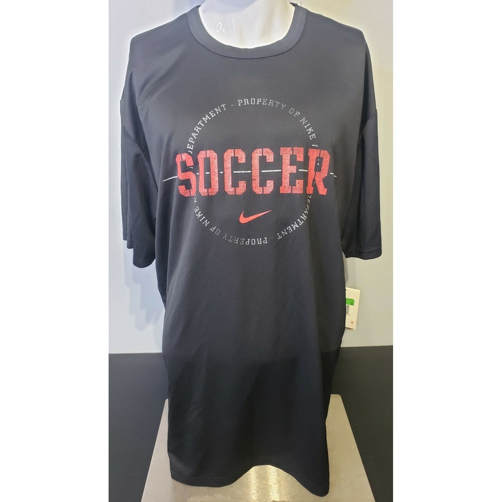 Nike Fit Dry Mens Size XL Soccer Short Sleeve Black T-Shirt Activewear